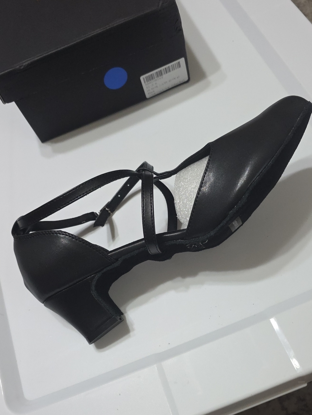 Black Cross-Strap Low Heel Dance Shoe for Women